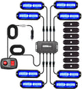 WINECO 8PCS LED Strobe Lights 12V Sync Feature Blue - Vehicle Warning