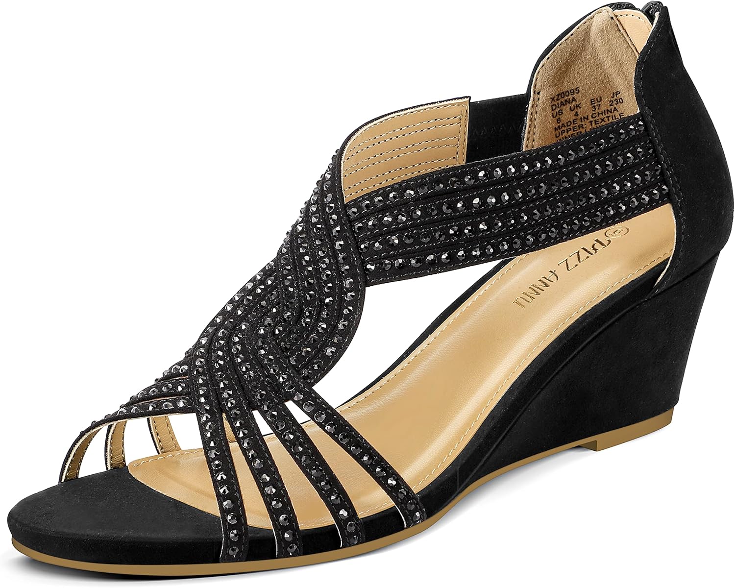 Diana Low Wedge Sandals with Rhinestones for Stylish Women