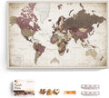 Canvas World Map with Cork Pin Board (90x60 cm) - English Lettering