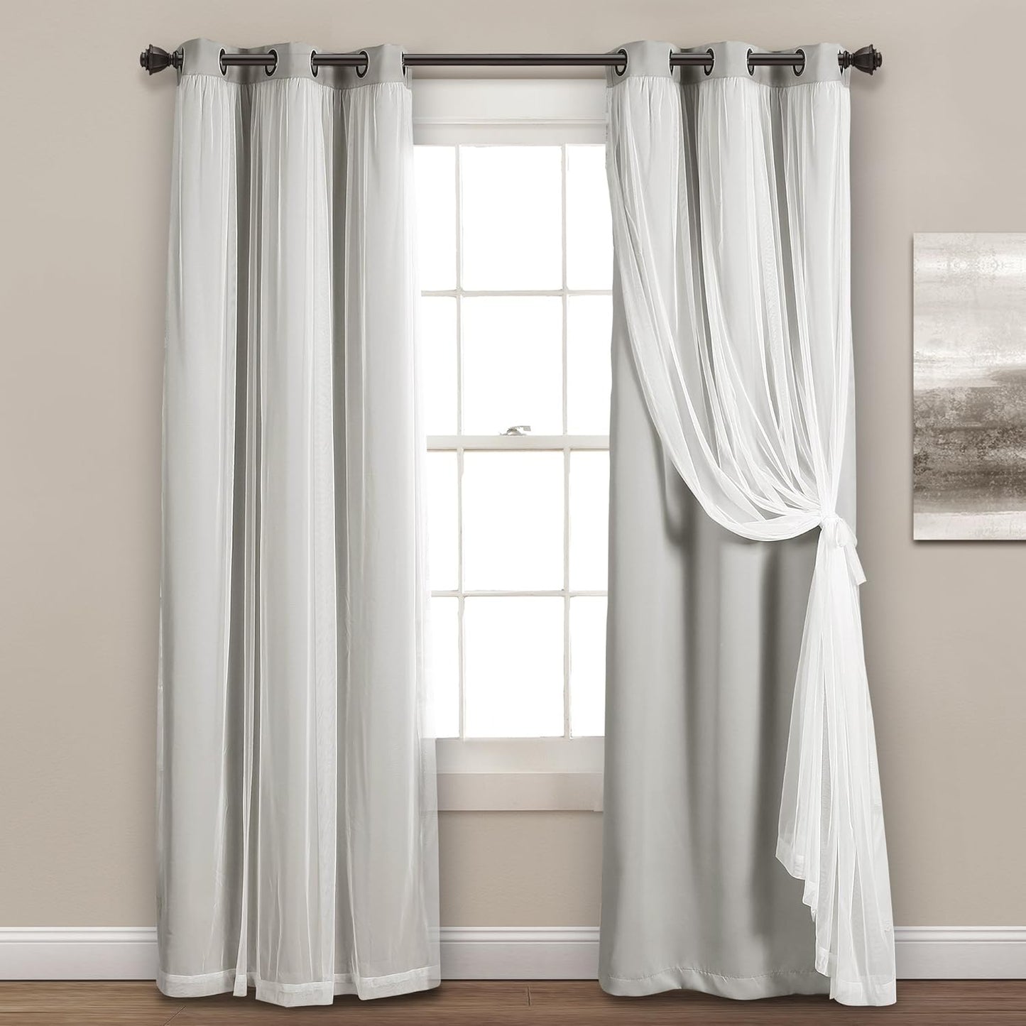 Elegant Blackout Curtains with Sheer Overlay for Bedroom Decor