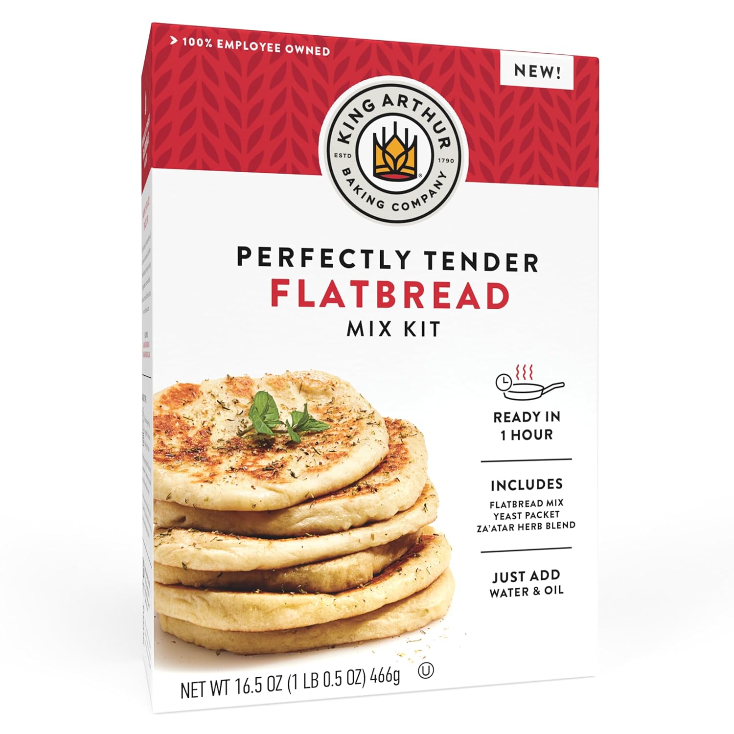 King Arthur Tender Flatbread Mix Kit - Quick & Easy 1-Hour Baking