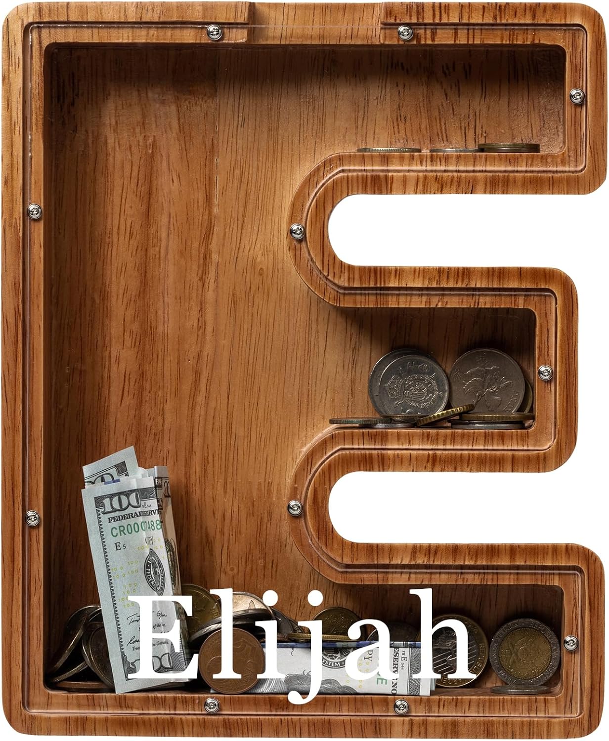 Personalized 12in Extra Large Wooden Letter Piggy Bank for Kids