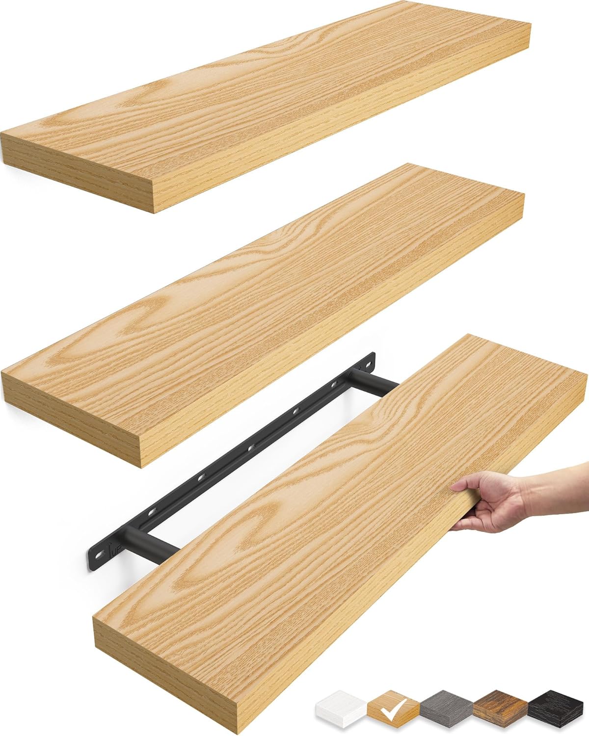 BAYKA Floating Shelves for Wall - Rustic Wood Shelves Set