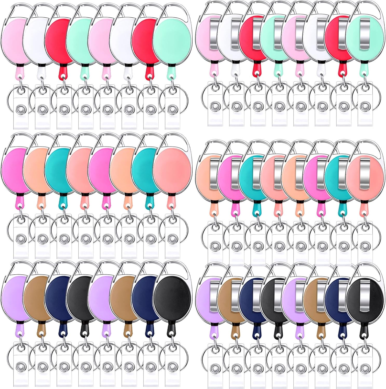 Retractable Badge Reels for Office Workers and Events - 50 Pcs
