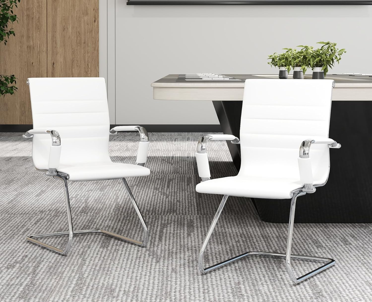 CIMOTA Waiting Room Chairs Leather Office Guest Chair Set of 2