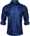 Silk Paisley Dress Shirt for Men - Elegant Jacquard Button-Down Men's