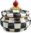 MACKENZIE-CHILDS Enamel Squashed Pot, 20 oz Courtly Check - Charming