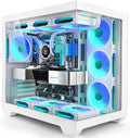 White PC Case ATX Gaming Case with 7 ARGB Fans - Full-View Dual Glass