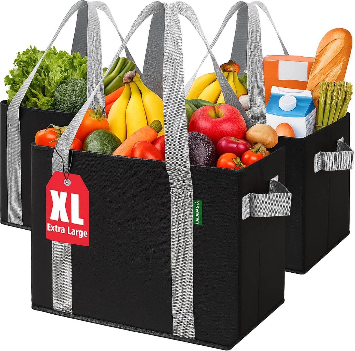 Reusable Grocery Bags 3 Pack - Heavy Duty Eco Tote Bags