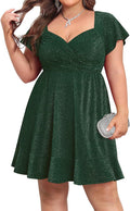 Plus Size Cocktail Dress - Sparkly New Year Eve Party Wrap V Neck 10%