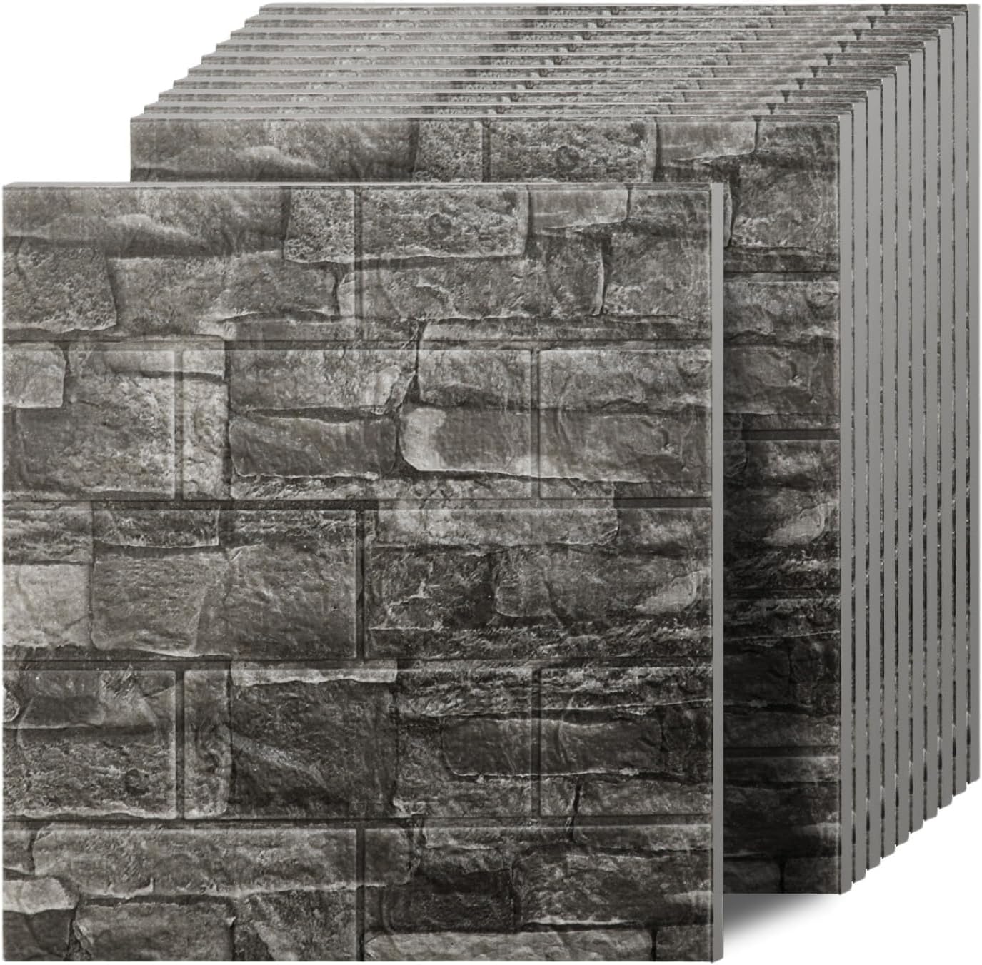 3D Wall Panels Peel and Stick in Black Grey for Home Decor