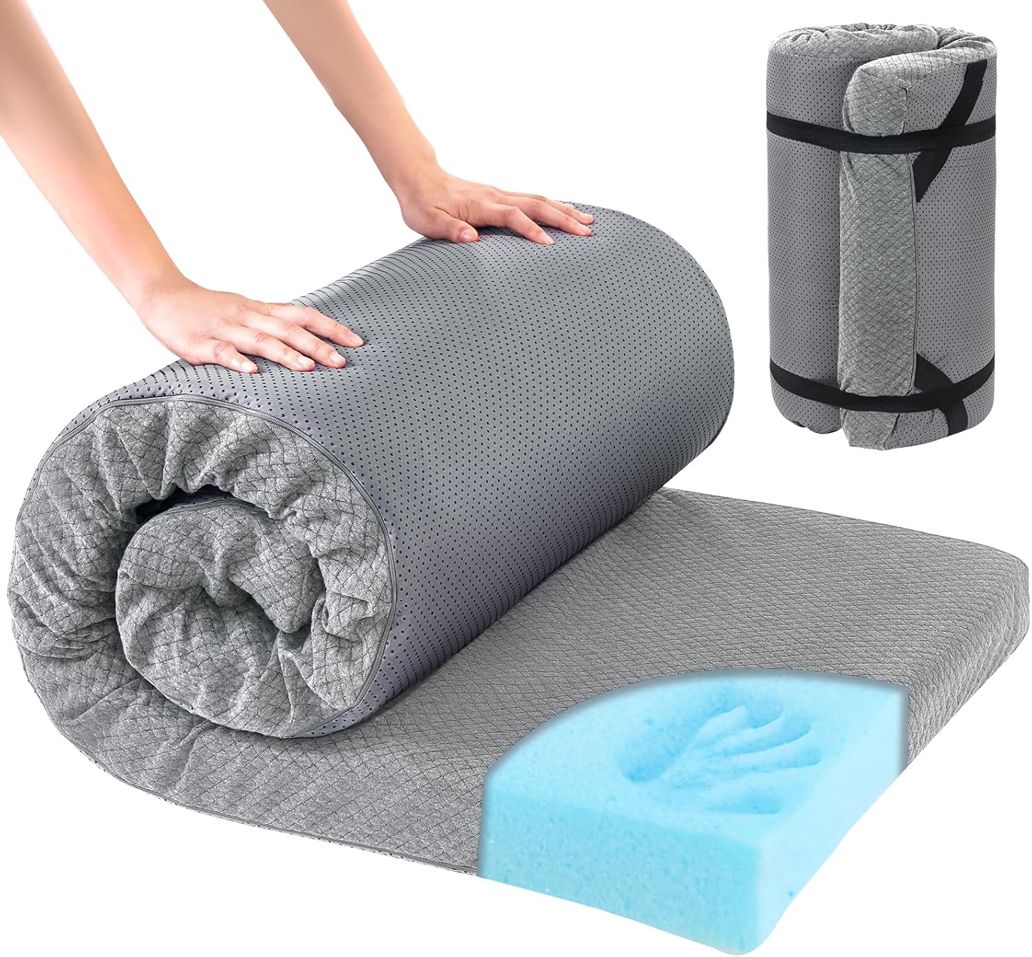 HOMBYS Memory Foam Camping Mattress Pad for Comfortable Sleep