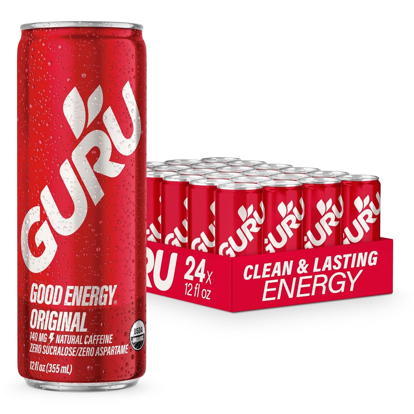 GURU Original Organic Energy Drinks for Clean Energy Boost