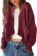 Womens Chunky Cable Knit Cardigan - Open Front Slouchy Coat