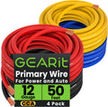 GEARit 12 Gauge Wire 200ft Kit (4x50ft) - Color Coded Power/Ground