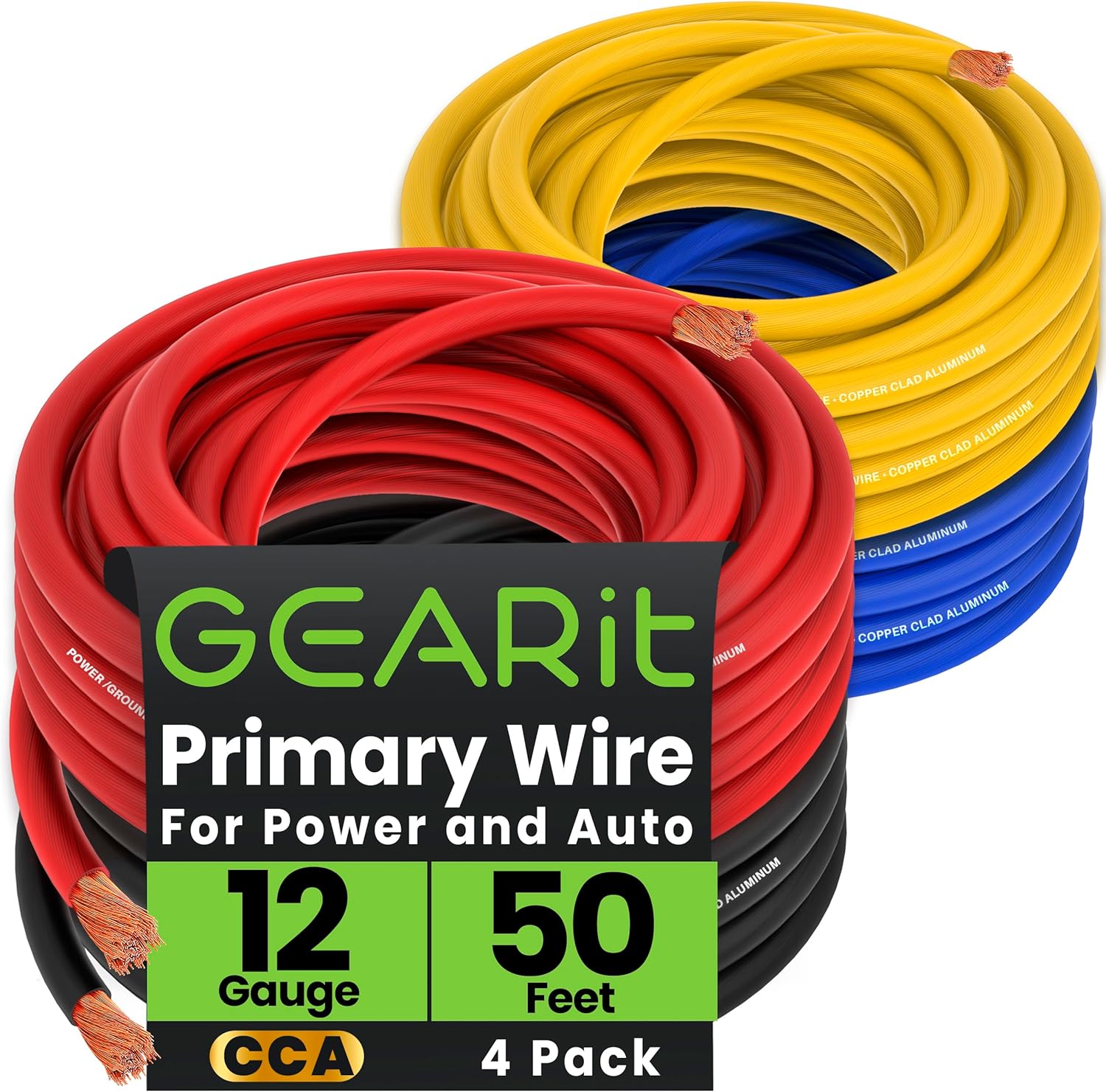 GEARit 12 Gauge Wire Set - 200 Feet of Power and Ground Cable