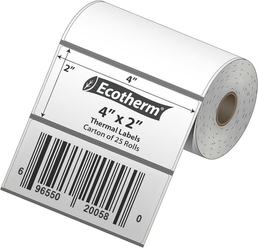 7500 Labels for Zebra Printers | 25 Rolls | Black Mark On Liner | Ecotherm Quality