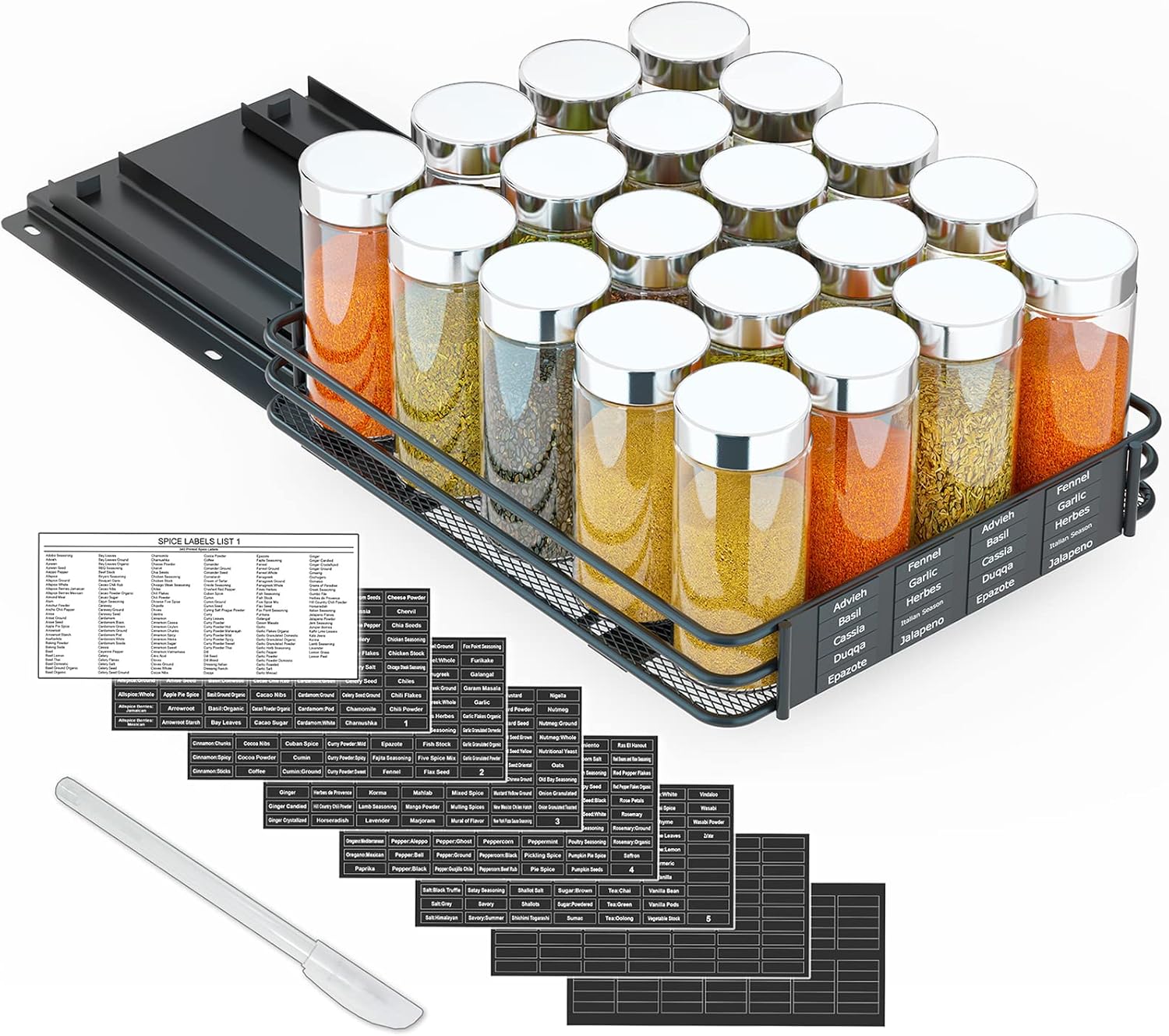 SpaceAid Pull Out Spice Rack Organizer for Kitchen Cabinets