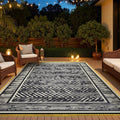 Outdoor Rug 8x10 Waterproof Patio Rug with LED Strip Lights