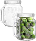 74 oz Large Glass Mason Jars with Handle - Wide Mouth 2-Pack