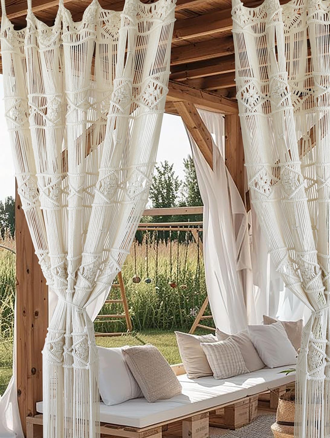 Macrame Curtain Handmade Woven Doorway Curtain for Boho Decor