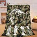 Camo Fish Fleece Throw Blanket 40x50 - Super Soft Cozy Throw