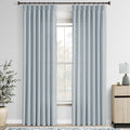 Light Blue Pinch Pleated Linen Curtains by Olepangi