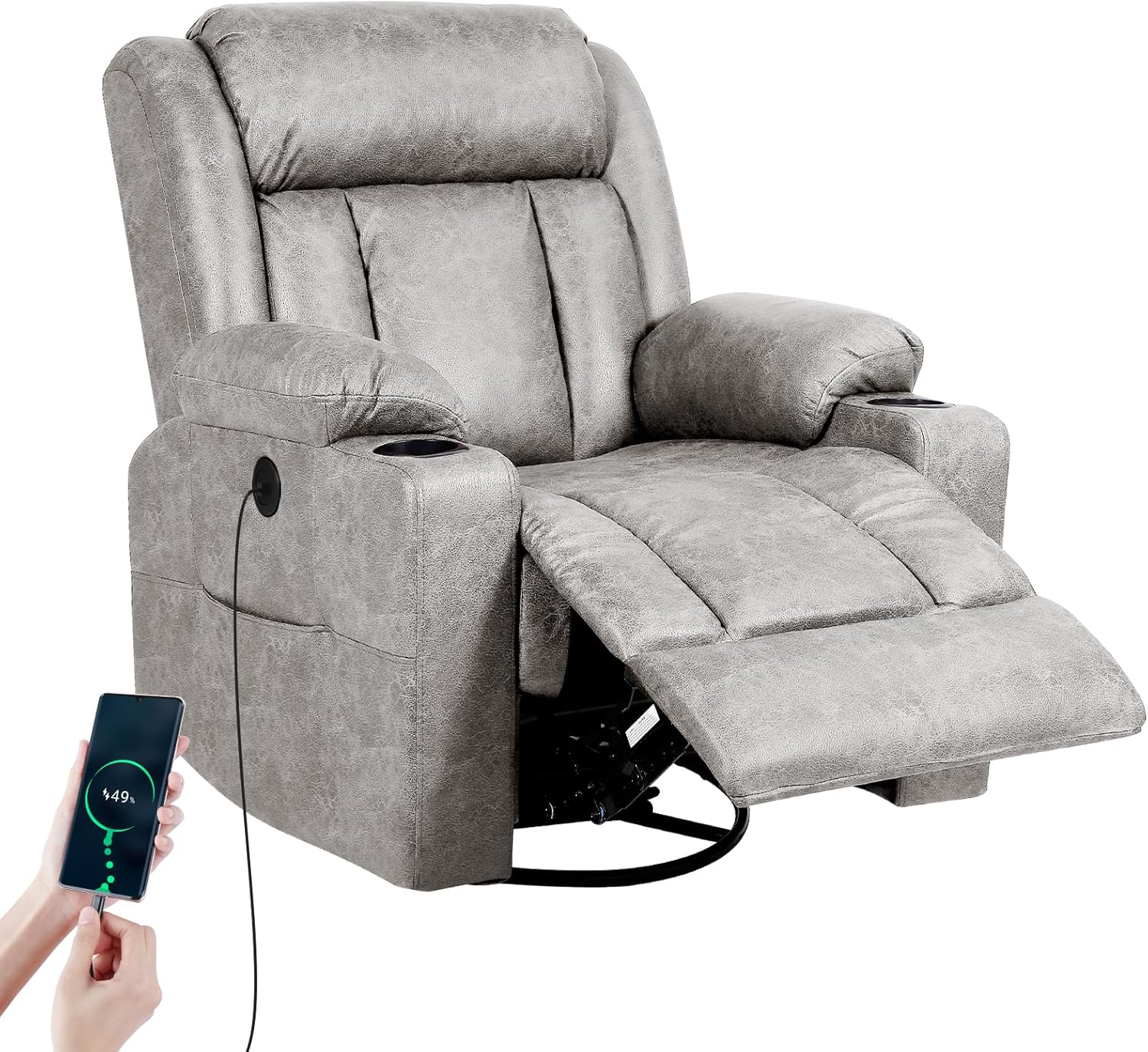 Retro Rocking Recliner Chair with Massage and Heat Features