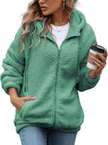 Womens Fleece Jacket with Hood Full Zip Sherpa Coat S-5XL - Warm