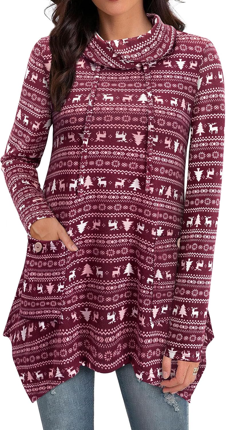 Stylish Bulotus Womens Sweaters for Winter Cowl Neck Tunics