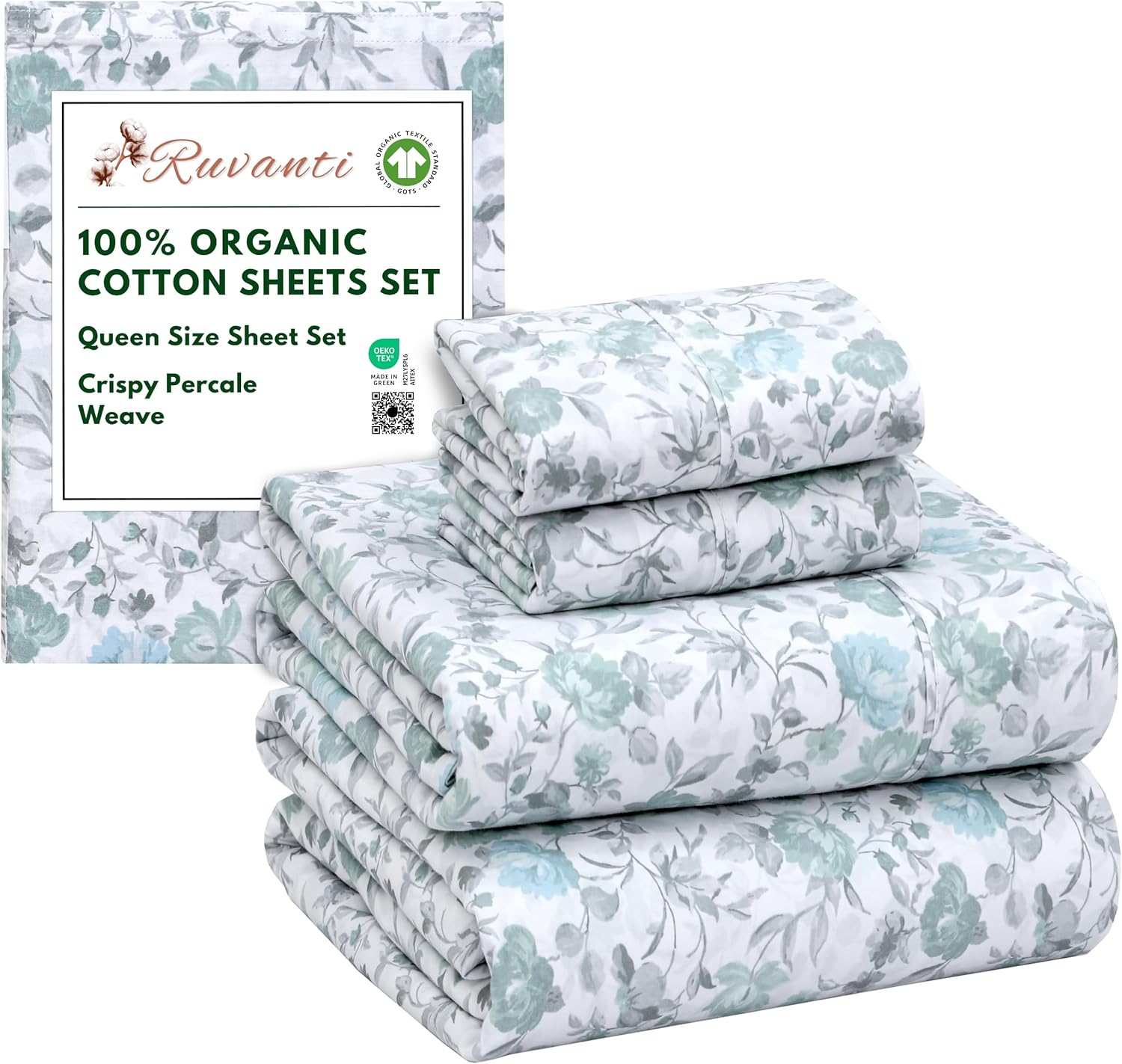 100% Organic Cotton Queen Size Sheets - Crisp & Breathable Bedding