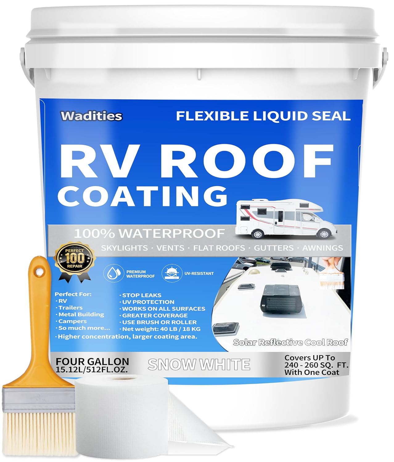 RV Roof Coating White - Waterproof Solar Reflective Sealant