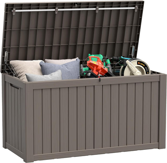 150 Gallon Resin Deck Box for Outdoor Storage and Organization