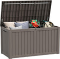 150 Gallon Resin Deck Box Waterproof Outdoor Storage - Grey Seat