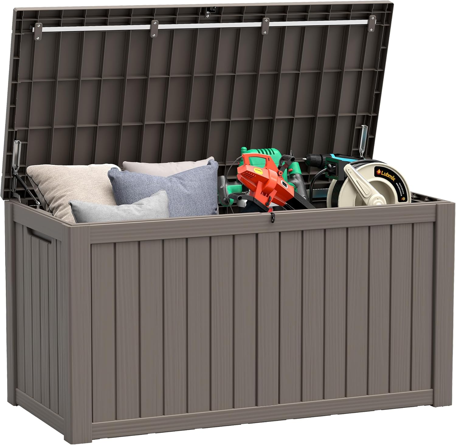 150 Gallon Waterproof Resin Deck Box for Outdoor Storage Needs