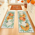 Pauwer Fall Kitchen Rugs Set of 3 - Pumpkin Leaves Runner and Mats