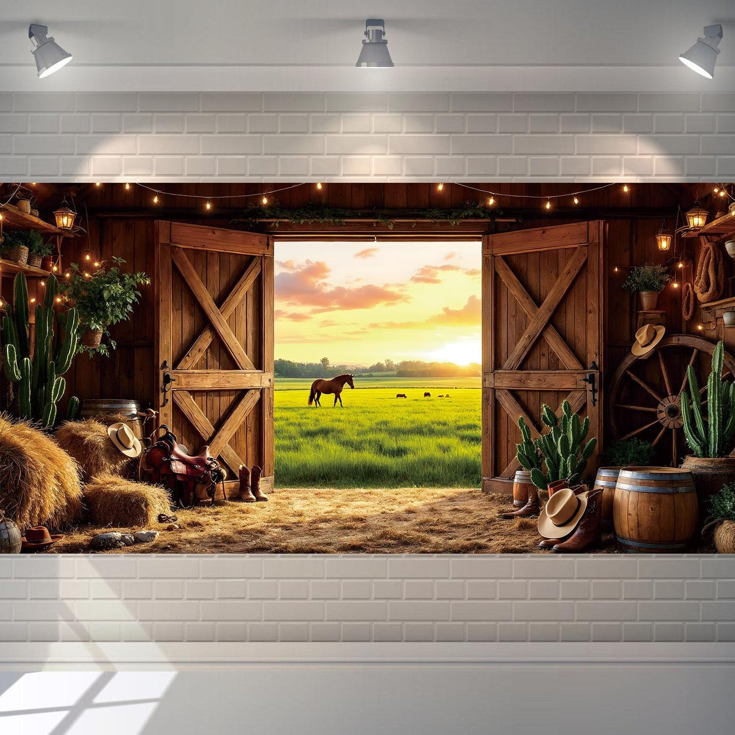Western Cowboy Backdrop for Wild West Rodeo Party Decorations