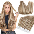 Full Shine Human Hair Tape In Extensions 18in Blonde With Brown