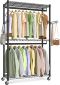 Heavy-Duty Rolling Clothes Rack 35.4 in - Portable Closet with Shelves
