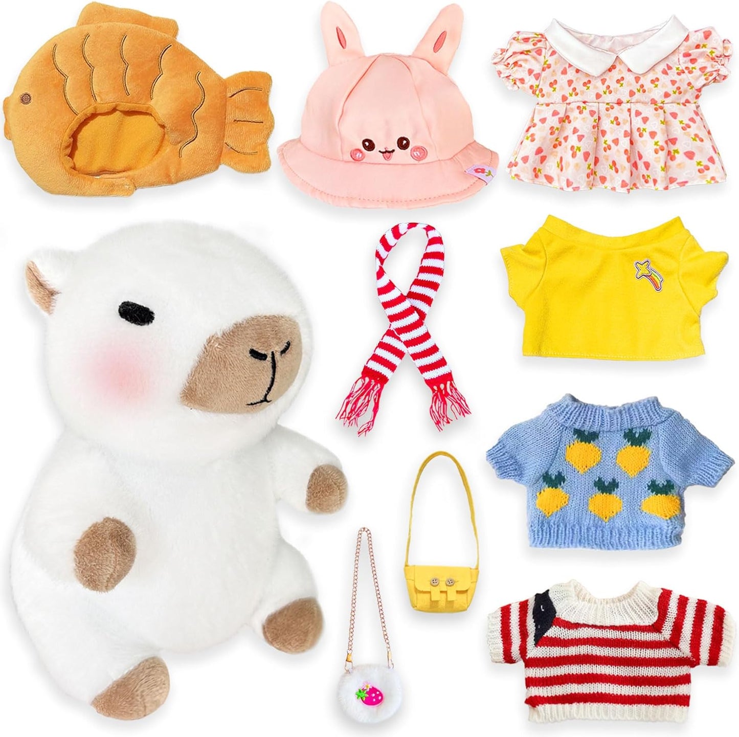 Capybara Plush Toy with Clothes & Accessories for Kids Fun