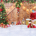 Rustic Christmas Barn Wood Door Backdrop 10x10 ft - Photo Ready