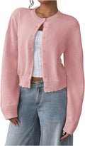 SOLY HUX Women's Button Down Crop Cardigan Sweater - Cozy Lightweight