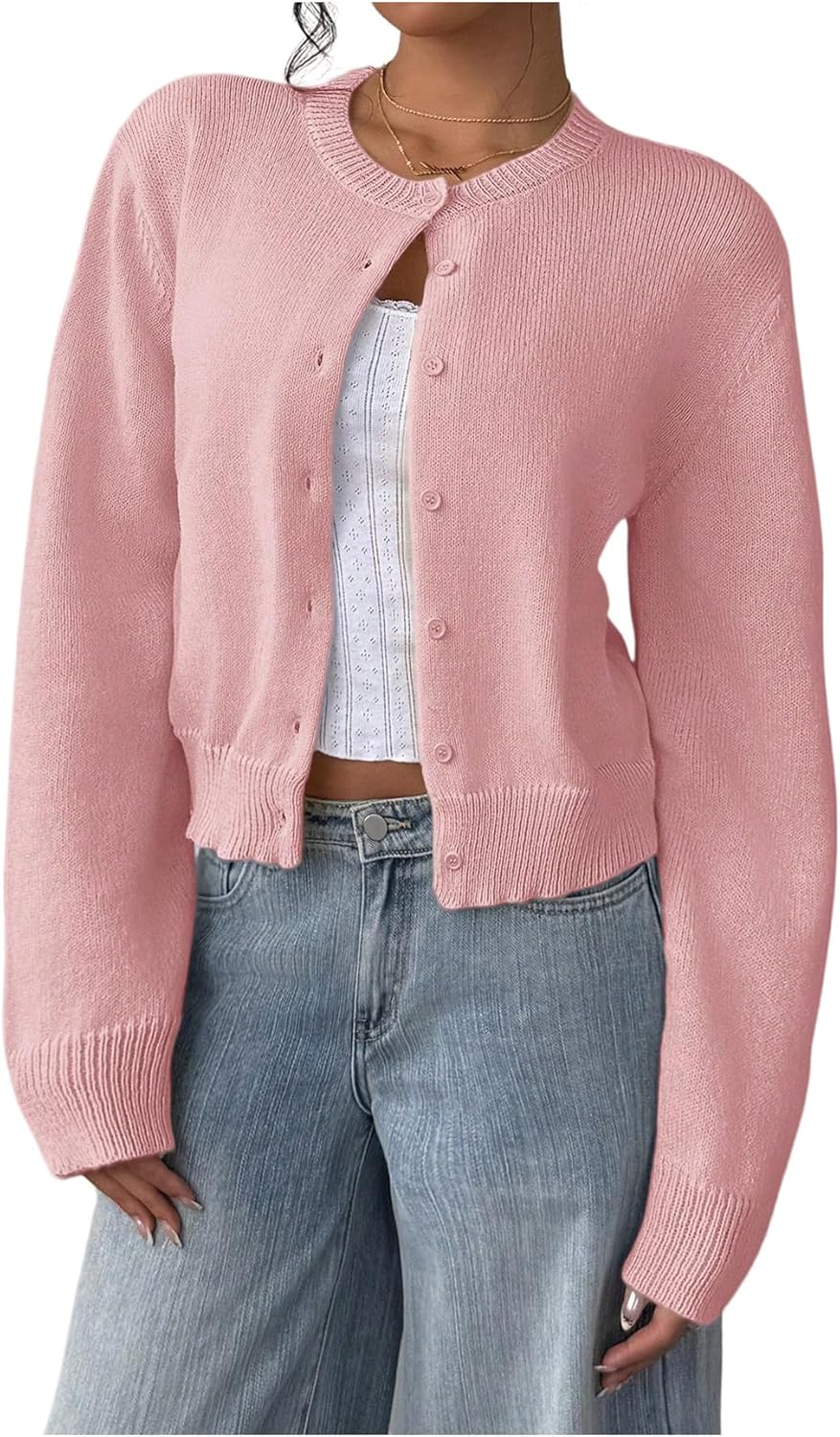 SOLY HUX Women's Button Down Long Sleeve Crop Cardigan Sweater