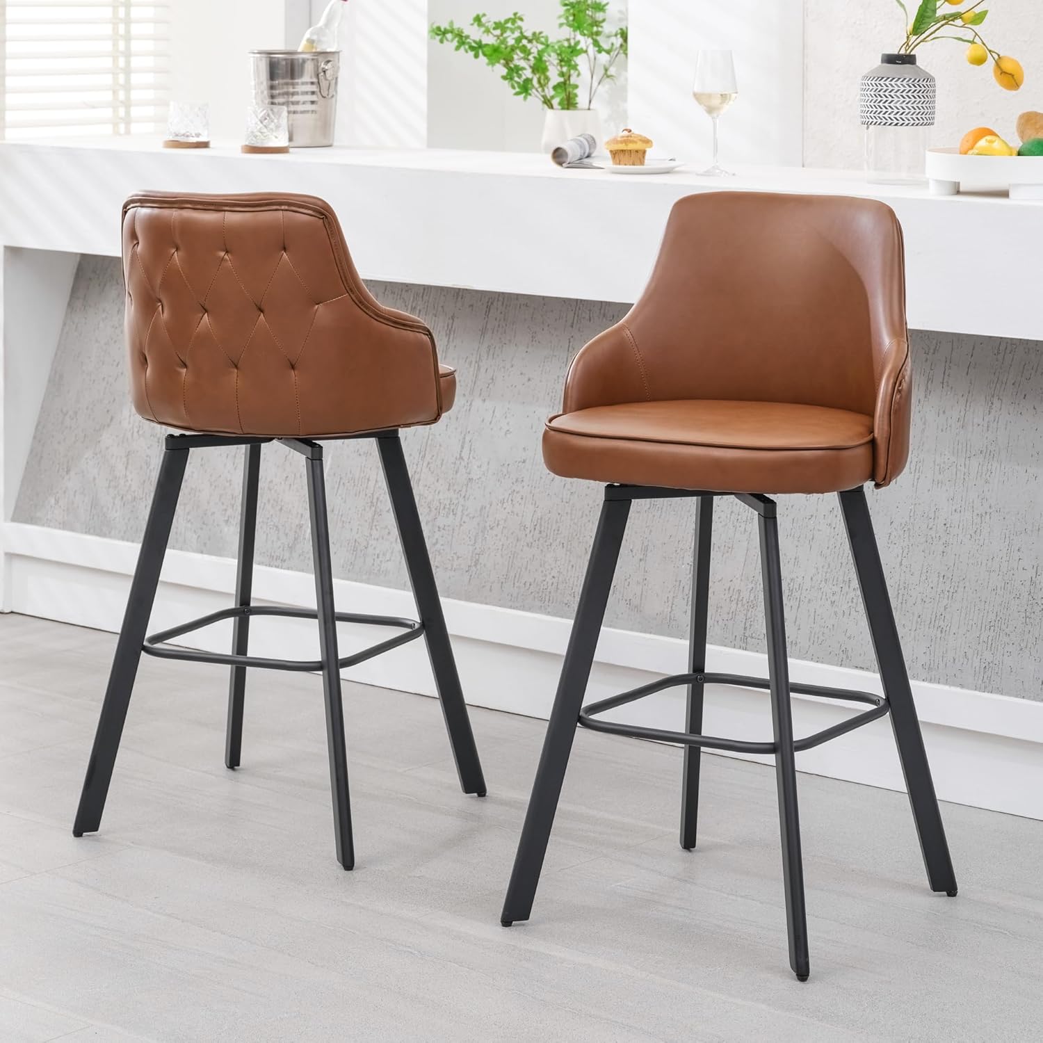 30 Inch Swivel Bar Stools Set of 2 for Kitchen Island Use