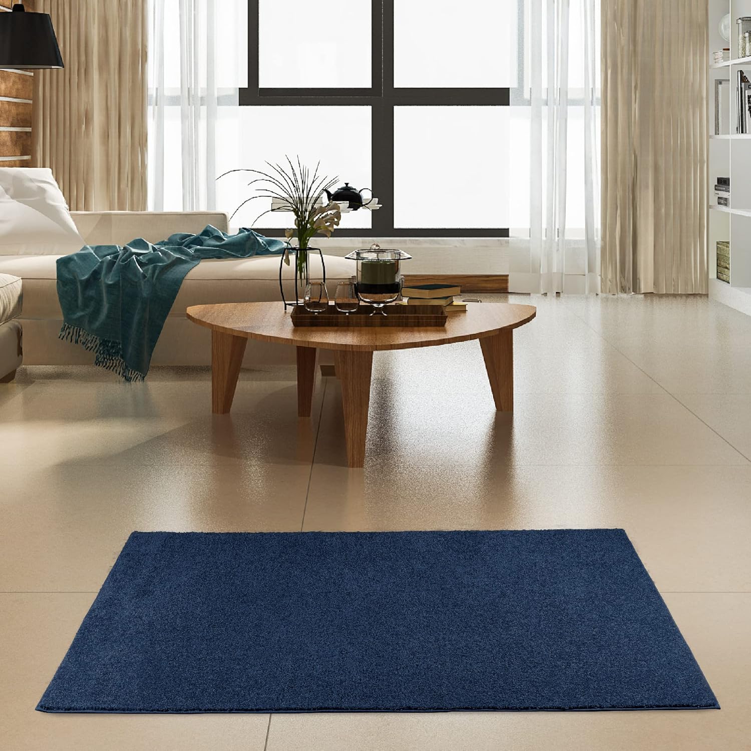 Pet Friendly Solid Color Area Rugs Navy - Soft & Stylish Decor
