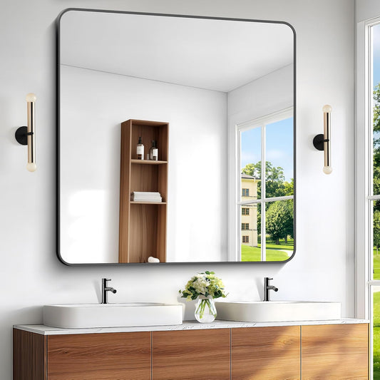 BONEWEI 48x48 inch Bathroom Mirror with Rounded Corners