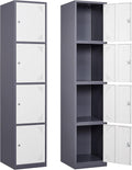 SISESOL Metal Lockers 4 Door 71in Lockable Storage Cabinet - Deep