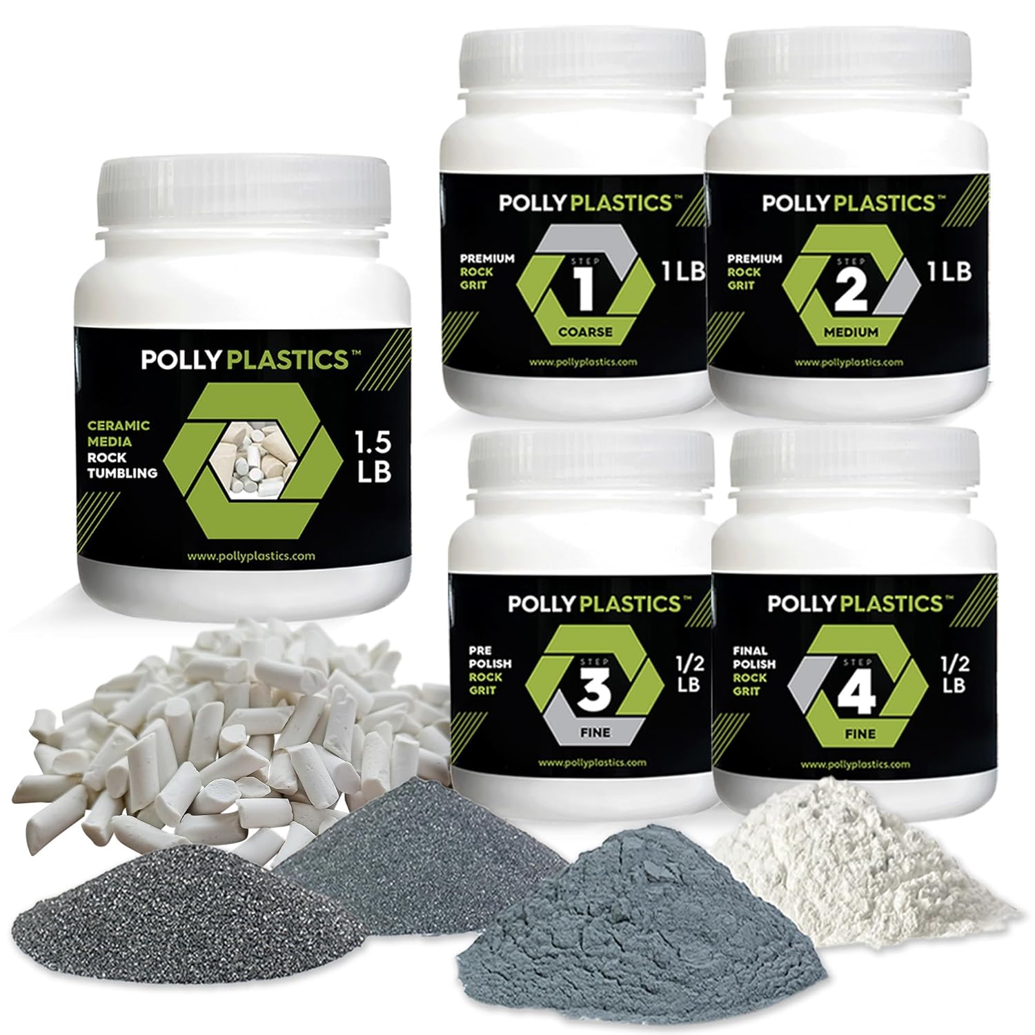 Polly Plastics Rock Tumbler Grit and Polish Refill Kit