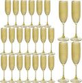 24PCS Plastic Champagne Flutes Gold - Unbreakable Party Glasses