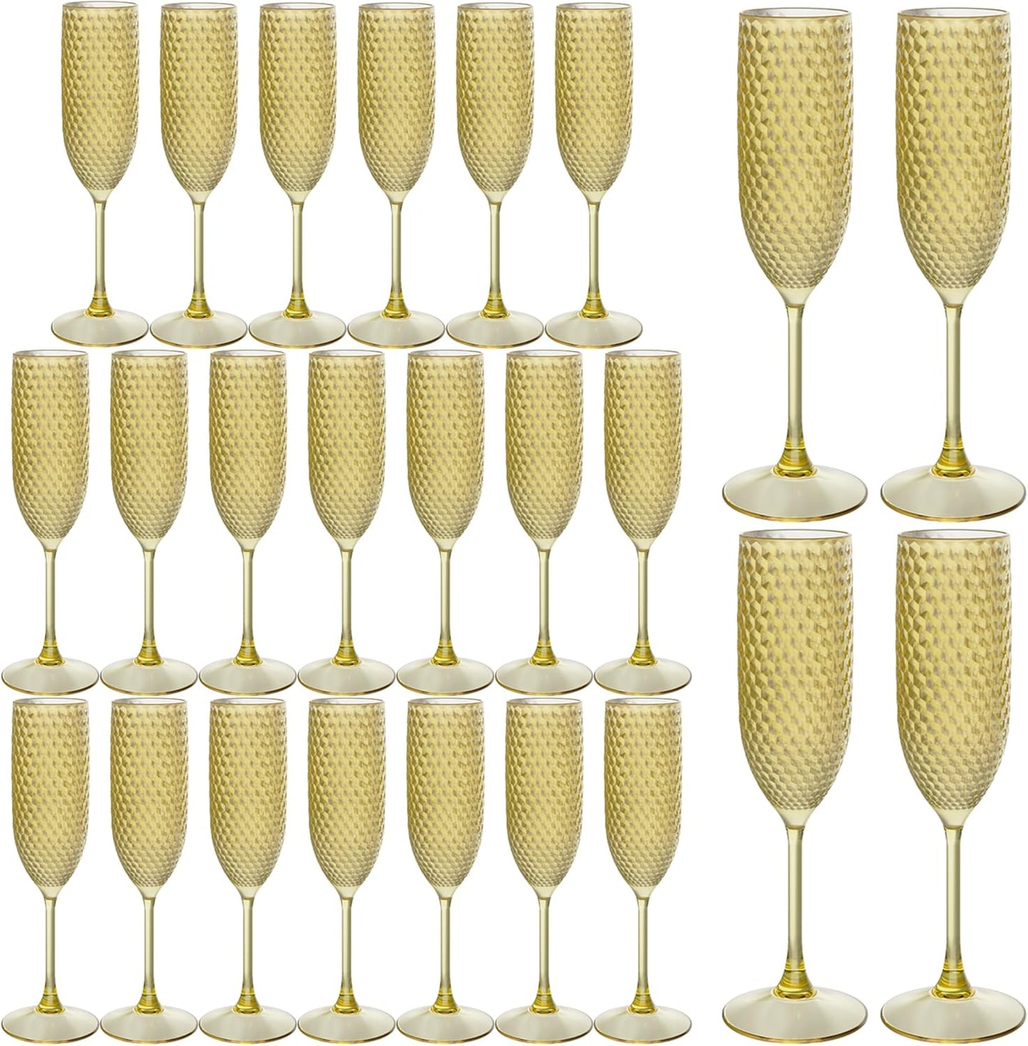 24PCS Plastic Champagne Flutes for Weddings and Events